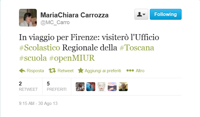 Il Tweet del ministro Carrozza