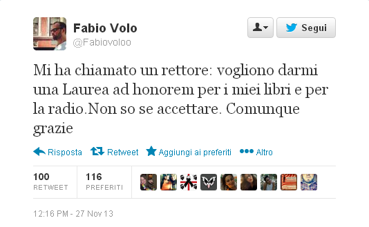 Tweet Fabio Volo