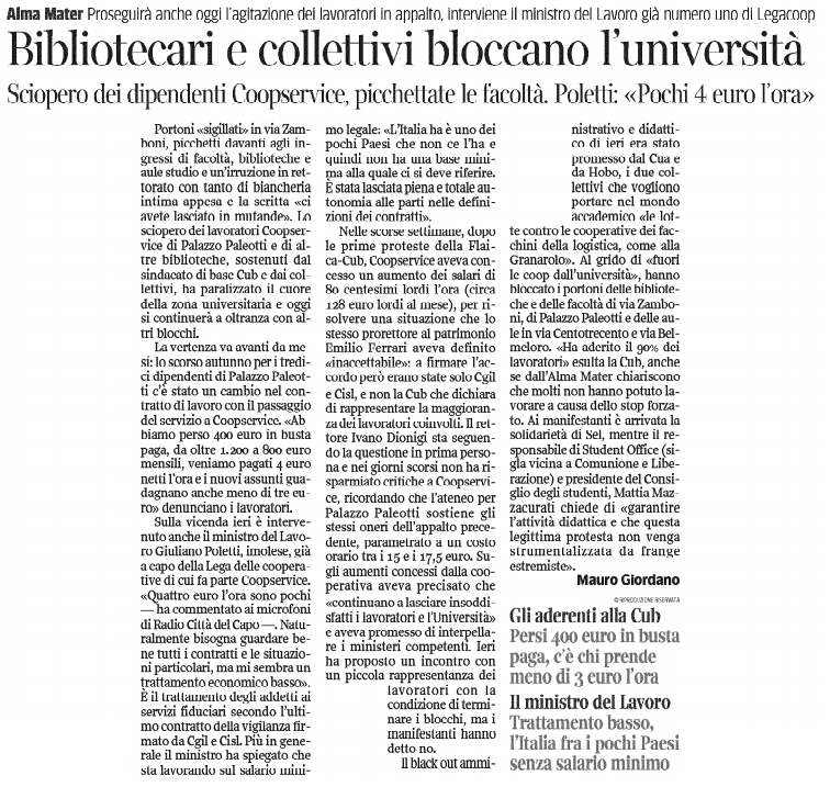 bibliotecari e collettivi bloccano l'università