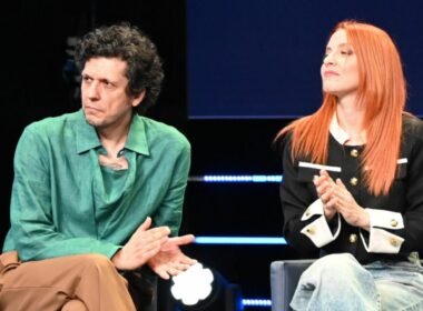 Ermal Meta e Noemi durante la Conferenza Stampa del Primo Maggio 2025